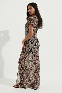 Printed Mesh Dress