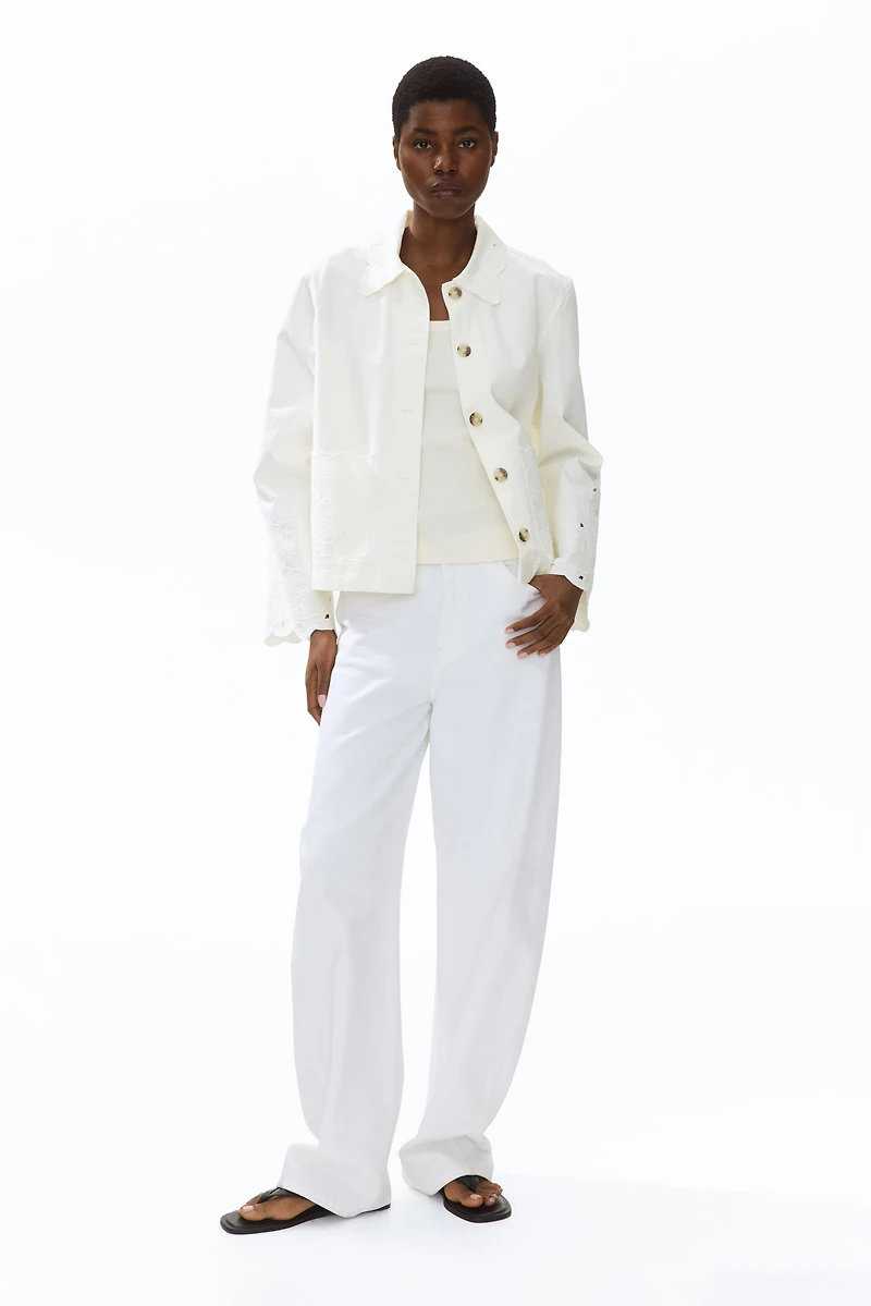 Twill Jacket with Eyelet Embroidery