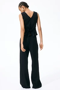 Pantalon à cordon en lin mélangé