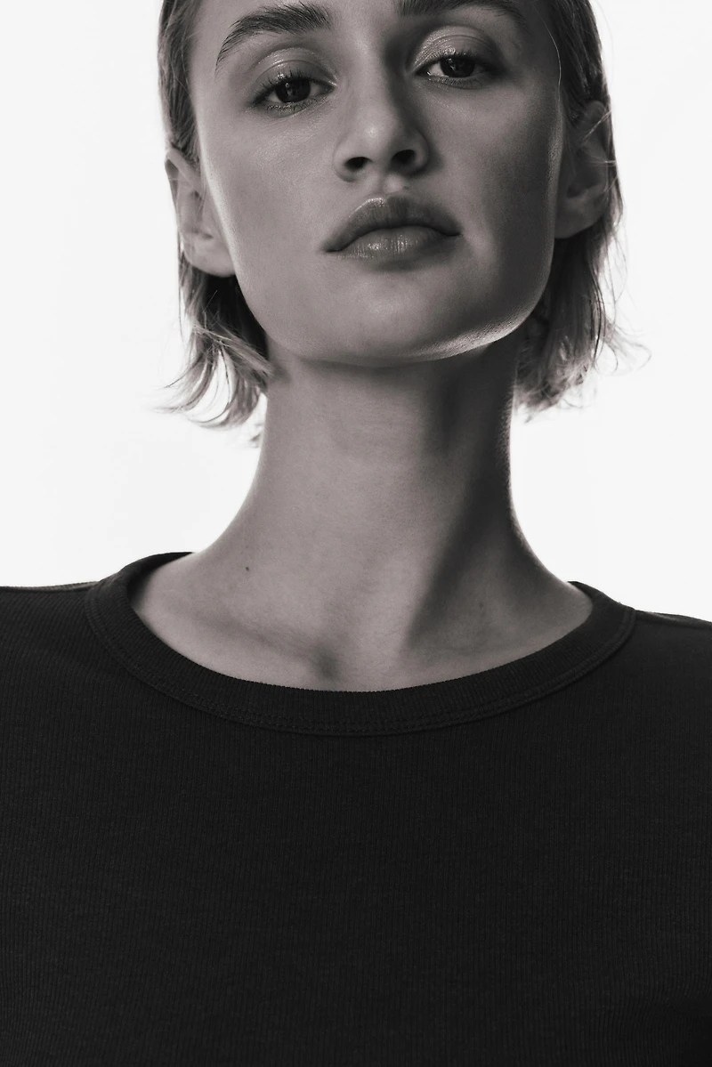 Ribbed Cotton-Blend Top