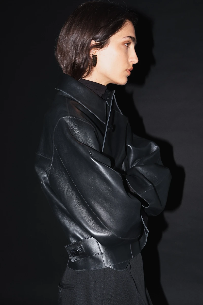 Leather Jacket with Collar