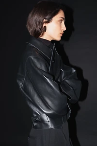 Leather Jacket with Collar