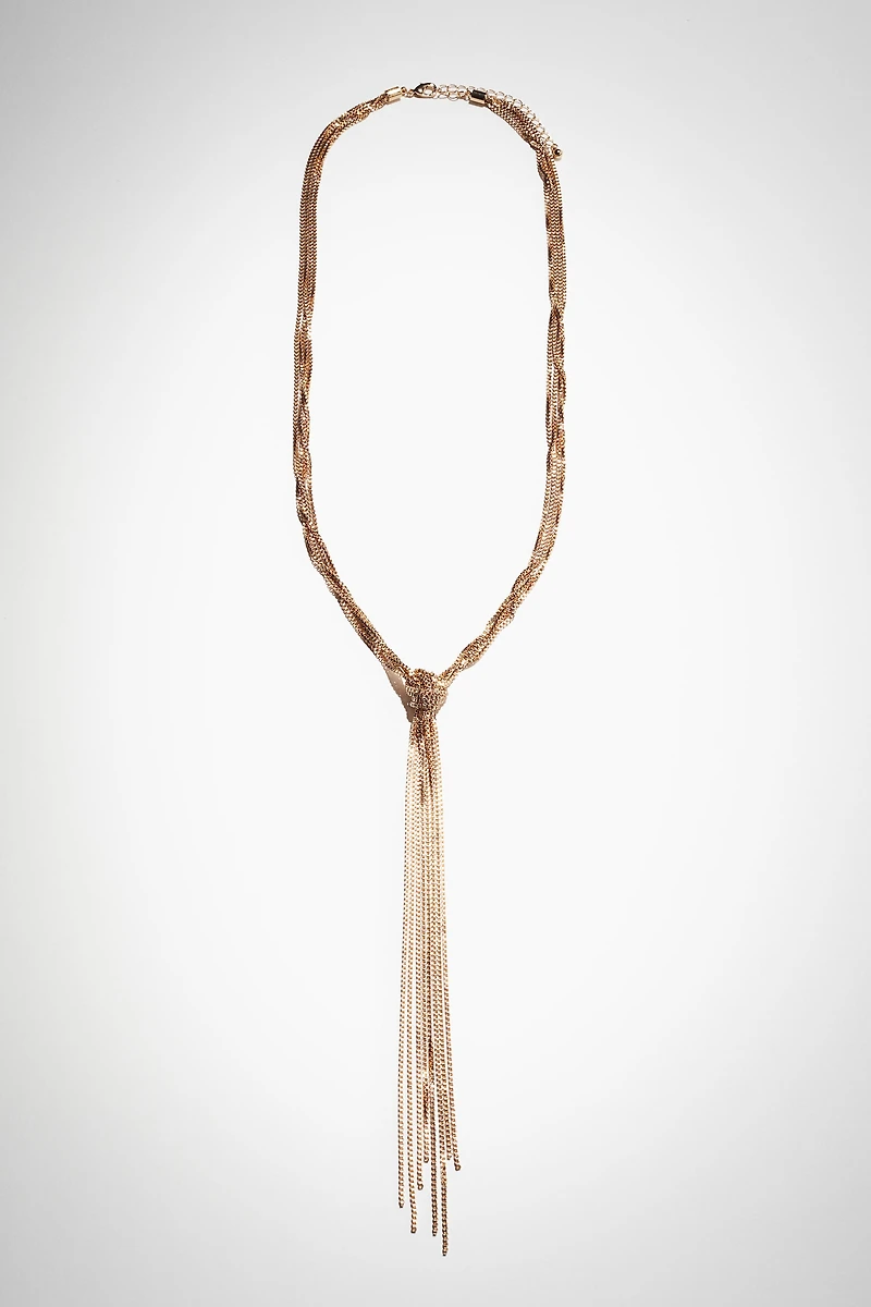 Box-Chain Lariat Necklace