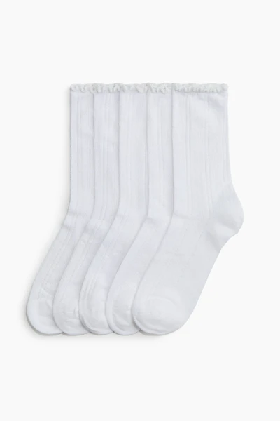 Lot de 5 paires chaussettes en tricot pointelle