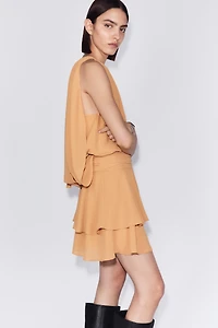 Cape-Detail Chiffon Dress