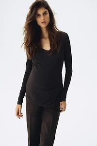 MAMA Rib-Knit Wrap Cardigan