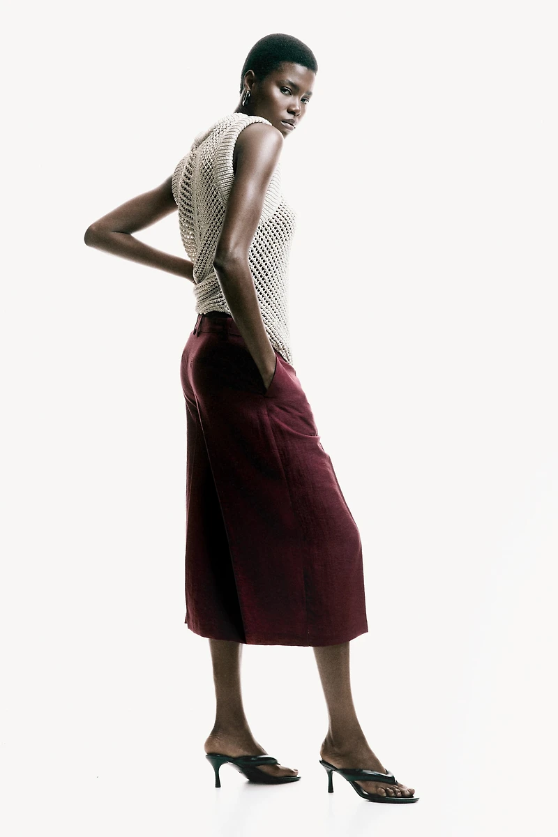 Dressy Linen-Blend Culottes
