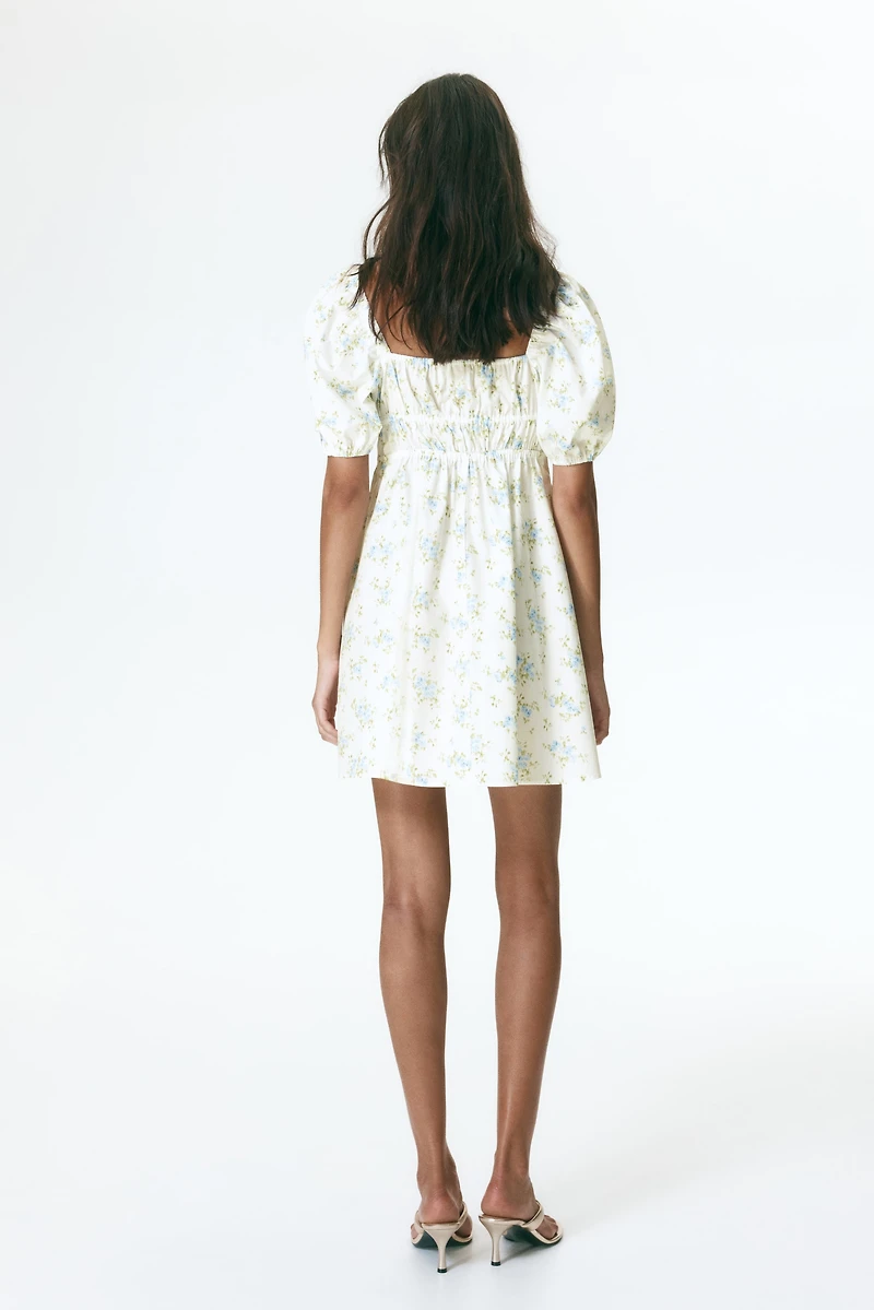 Robe en popeline avec manches bouffantes