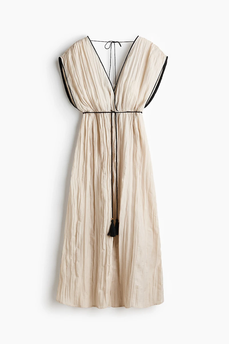 Crinkled Tie-Detail Dress