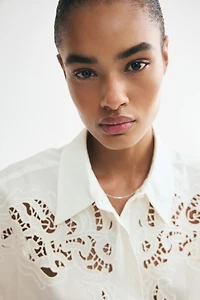Oversized Shirt with Eyelet Embroidery