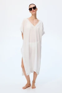 Linen-Blend Beach Kaftan