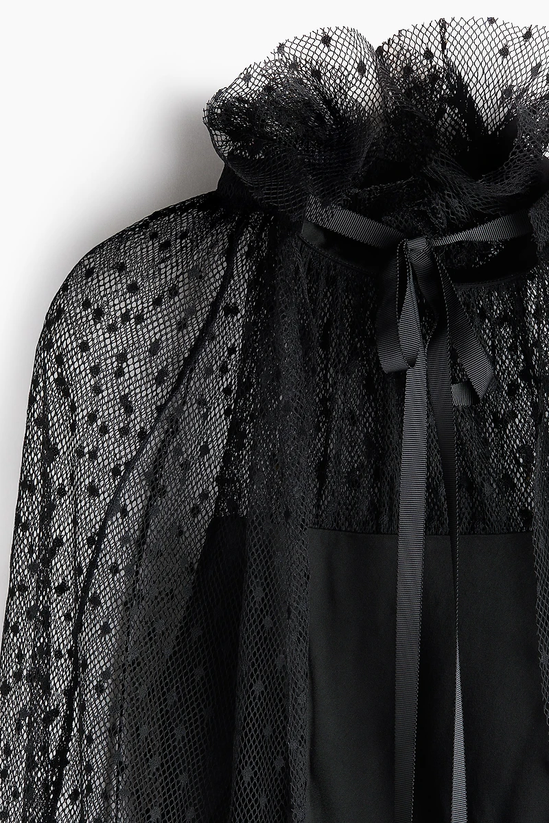 Dress with Mesh Cape