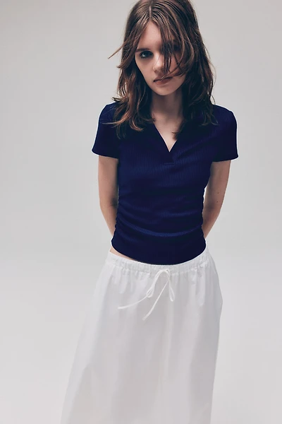 Ribbed Top with Collar