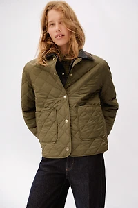 Quilted Jacket with Corduroy Collar