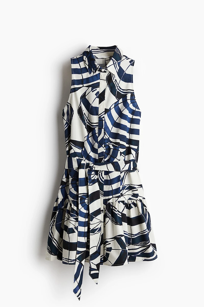 Robe chemisier avec ceinture à nouer