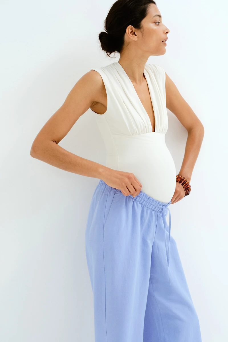 MAMA Before & After Linen-Blend Pants