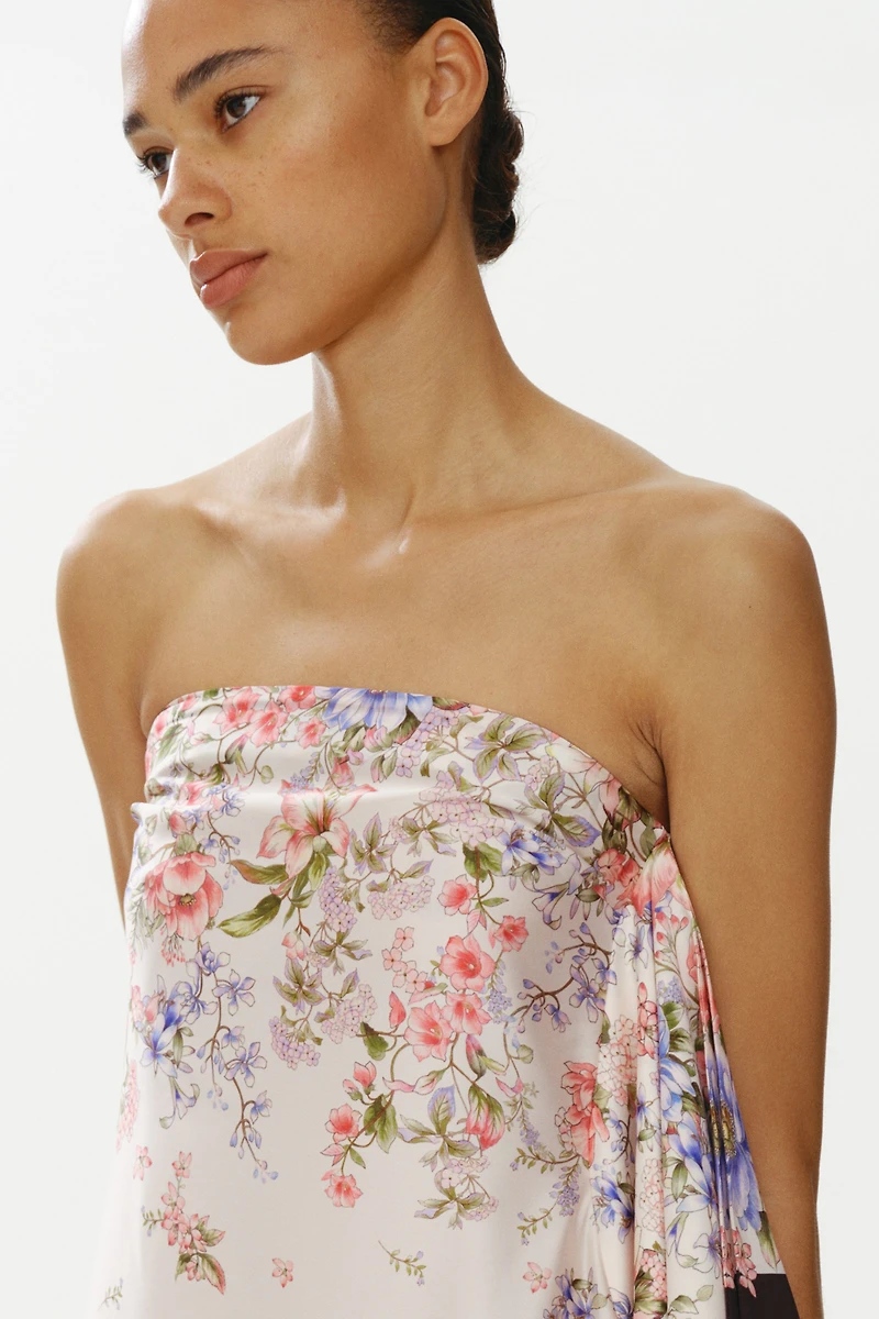 Draped-Panel Bandeau Dress