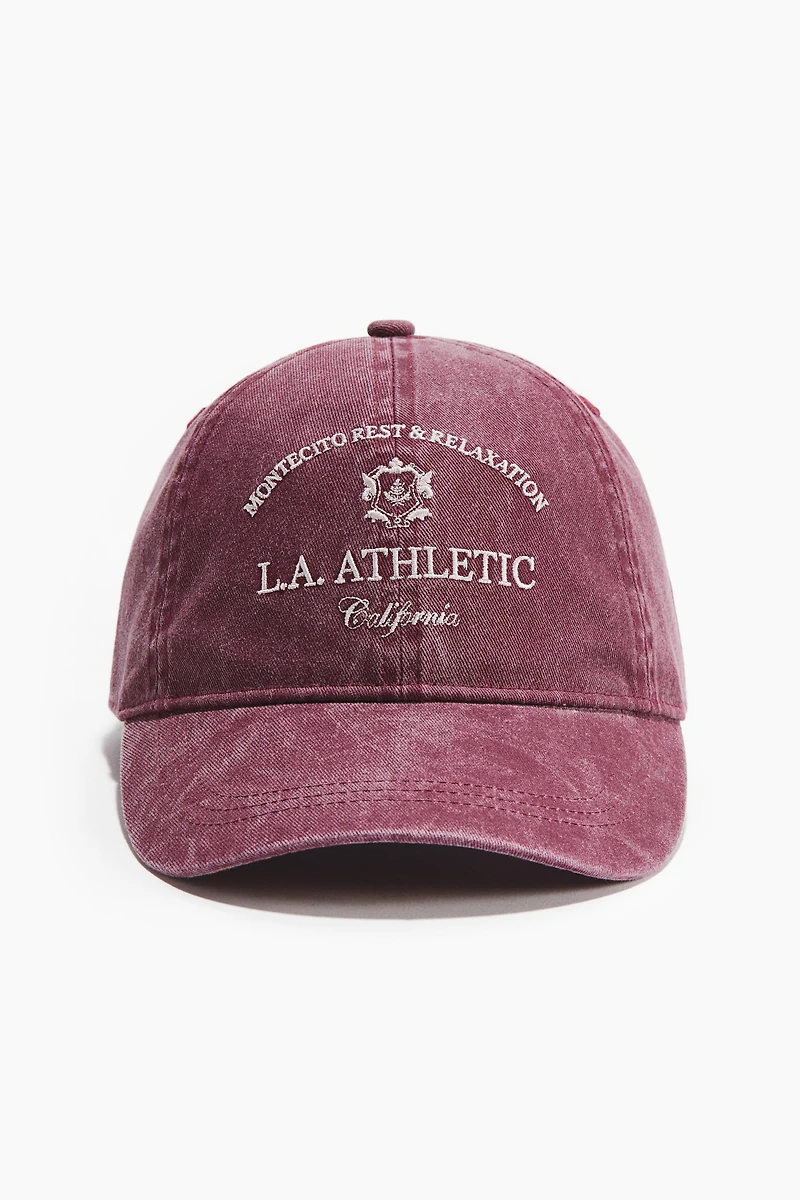 Embroidered-motif Twill Cap