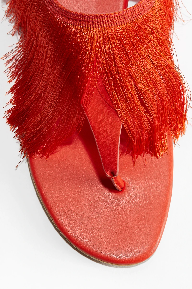 Fringe-Trimmed Sandals