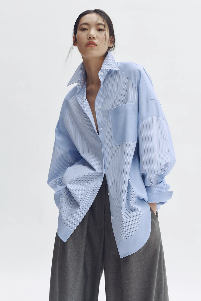 Chemise ample à panneaux en popeline