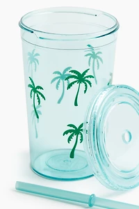 Gobelet en plastique à motif avec paille