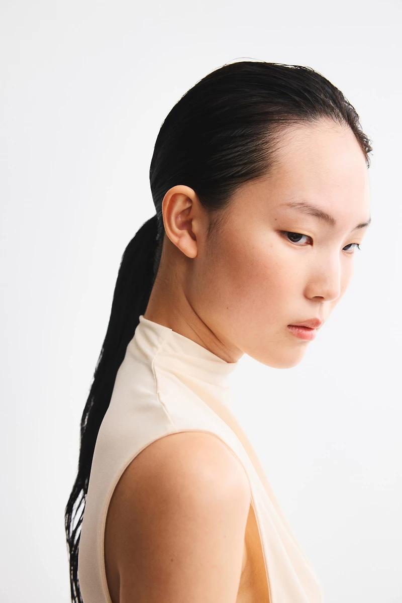 Draped-Panel Jersey Top