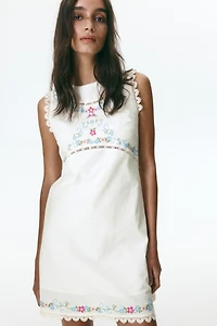 Embroidered Open-Back Dress