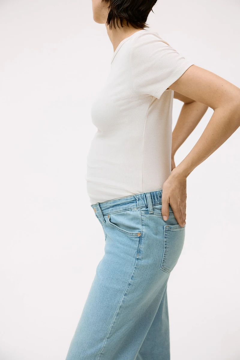 MAMA Wide Low Waist Ankle Jeans