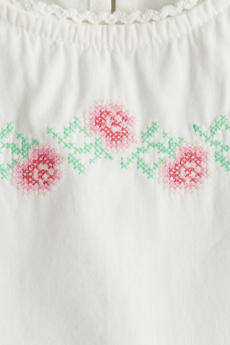Embroidery-Detail Poplin Dress