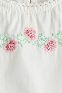 Embroidery-Detail Poplin Dress