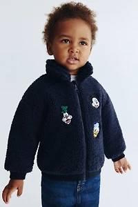 Teddy Fleece Jacket with Embroidered Details