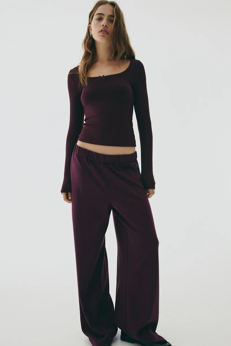 Wide-Leg Pull-On Pants