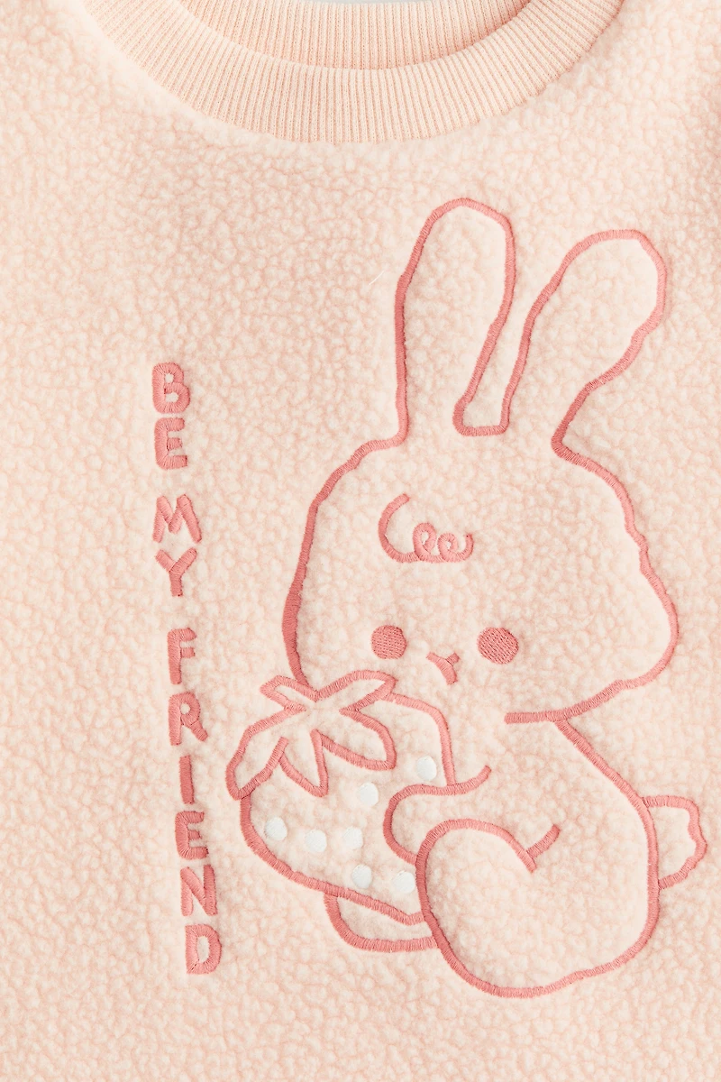 Embroidered Teddy Fleece Sweatshirt