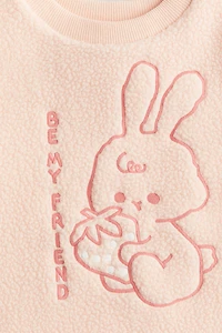 Embroidered Teddy Fleece Sweatshirt