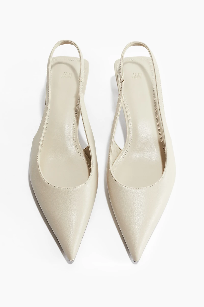 Kitten-Heeled Pointed Slingbacks