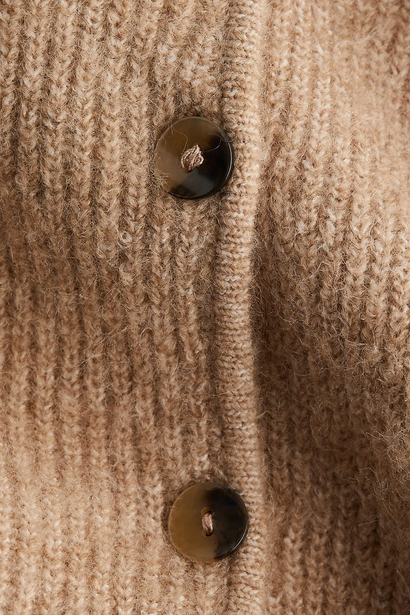 Rib-Knit Peplum Cardigan