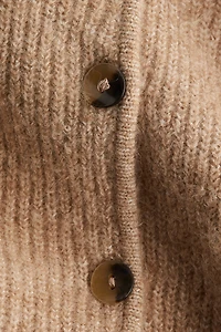 Rib-Knit Peplum Cardigan