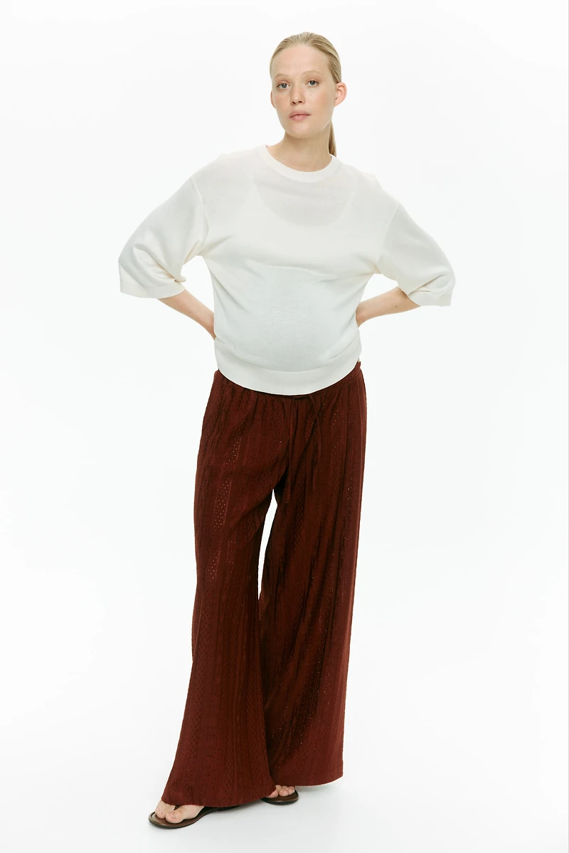 MAMA Pantalon en jersey d’aspect dentelle