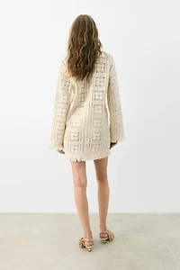 Crochet-Look Tunic Dress