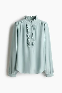 Ruffle-Collar Viscose Blouse