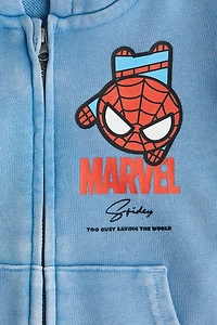 Print-Motif Hooded Jacket