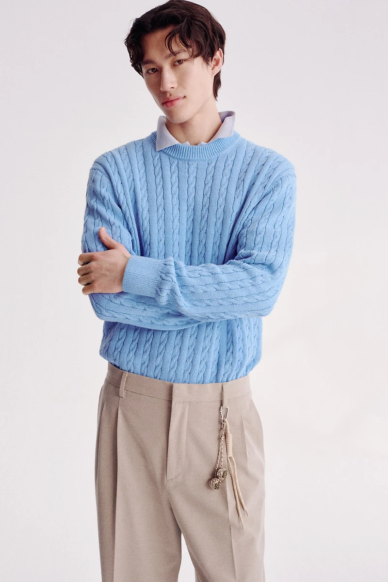Regular-Fit Cable-Knit Sweater