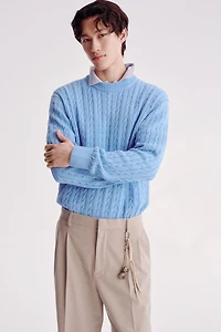 Regular-Fit Cable-Knit Sweater