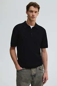 Slim-Fit Textured-Knit Polo Shirt