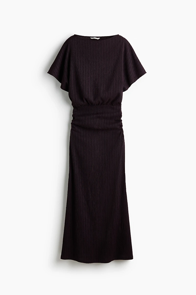 Crinkled Butterfly-Sleeved Dress