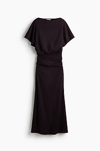 Crinkled Butterfly-Sleeved Dress