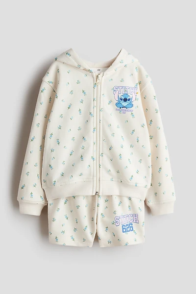 2-Piece Printed Sweatshirt and Sweatshorts Set