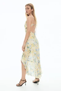 Flounced Chiffon Dress with Scarf