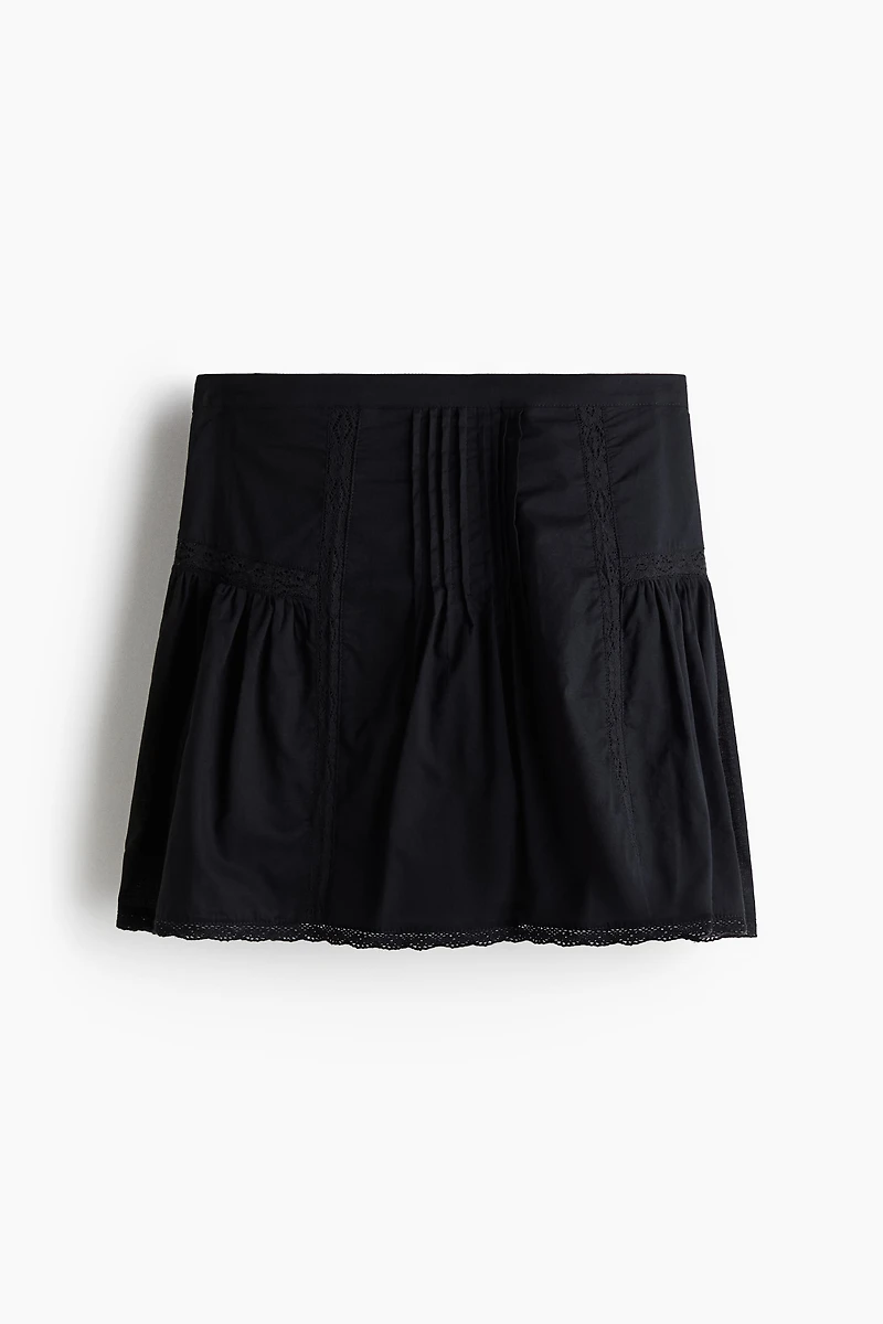 Pintucked Cotton Mini Skirt