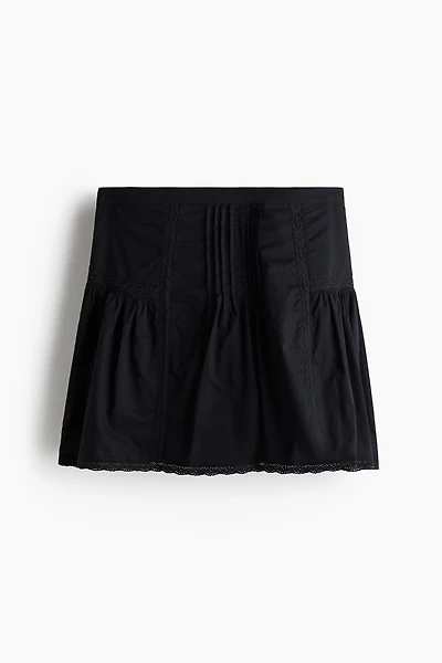 Pintucked Cotton Mini Skirt